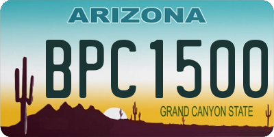AZ license plate BPC1500