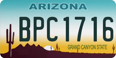 AZ license plate BPC1716