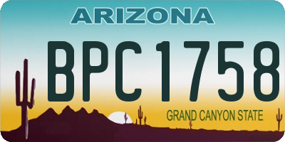 AZ license plate BPC1758