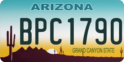 AZ license plate BPC1790