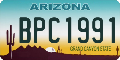 AZ license plate BPC1991