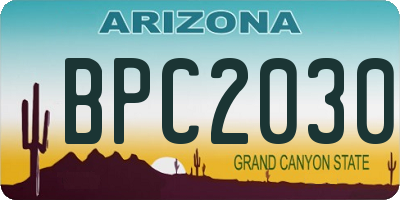 AZ license plate BPC2030