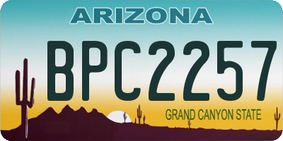 AZ license plate BPC2257