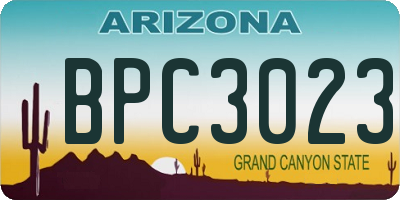 AZ license plate BPC3023