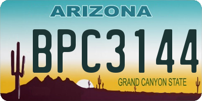 AZ license plate BPC3144