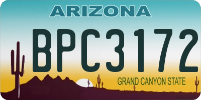 AZ license plate BPC3172