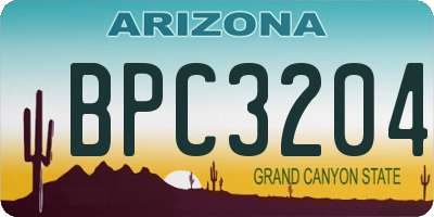 AZ license plate BPC3204