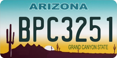AZ license plate BPC3251