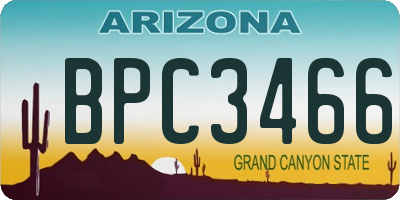 AZ license plate BPC3466