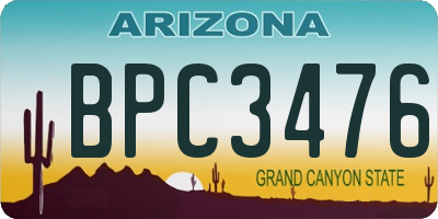AZ license plate BPC3476