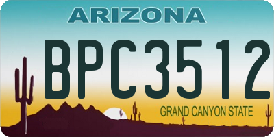 AZ license plate BPC3512