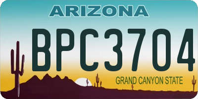 AZ license plate BPC3704