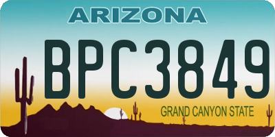AZ license plate BPC3849