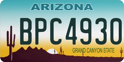 AZ license plate BPC4930