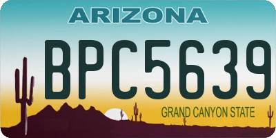 AZ license plate BPC5639