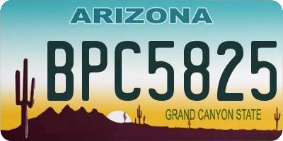 AZ license plate BPC5825