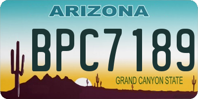 AZ license plate BPC7189