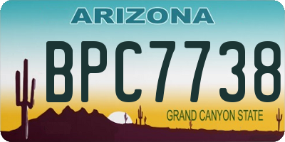 AZ license plate BPC7738