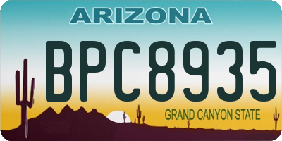 AZ license plate BPC8935