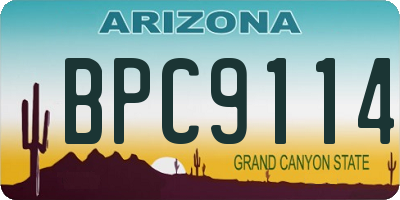 AZ license plate BPC9114