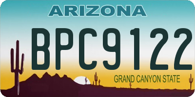 AZ license plate BPC9122