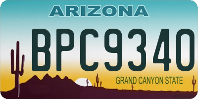 AZ license plate BPC9340