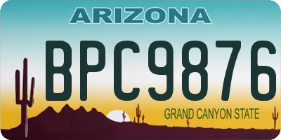 AZ license plate BPC9876
