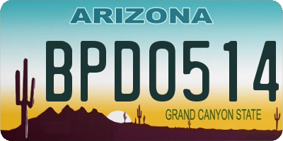 AZ license plate BPD0514