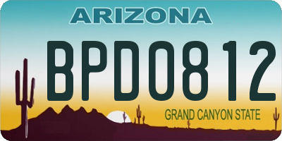 AZ license plate BPD0812