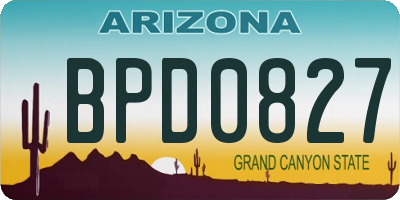 AZ license plate BPD0827