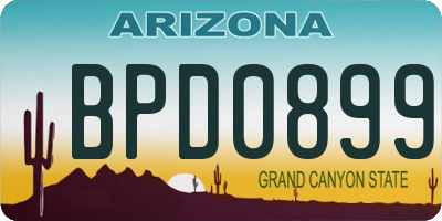AZ license plate BPD0899