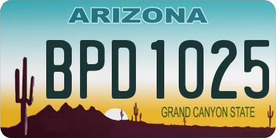 AZ license plate BPD1025