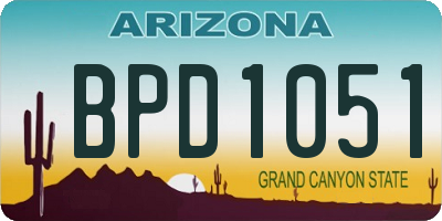 AZ license plate BPD1051