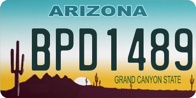 AZ license plate BPD1489
