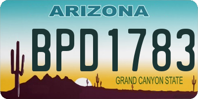 AZ license plate BPD1783