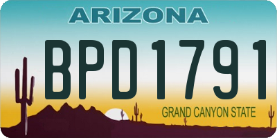 AZ license plate BPD1791