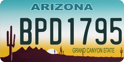 AZ license plate BPD1795