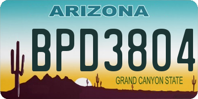 AZ license plate BPD3804