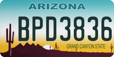 AZ license plate BPD3836