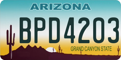 AZ license plate BPD4203
