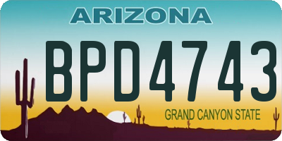 AZ license plate BPD4743