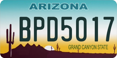 AZ license plate BPD5017