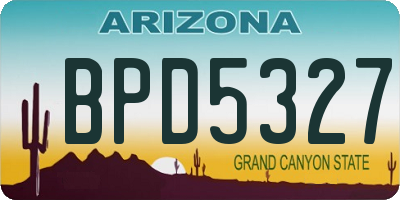 AZ license plate BPD5327