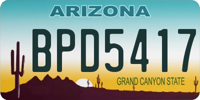 AZ license plate BPD5417