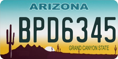 AZ license plate BPD6345