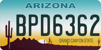AZ license plate BPD6362