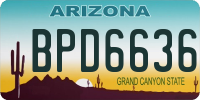 AZ license plate BPD6636