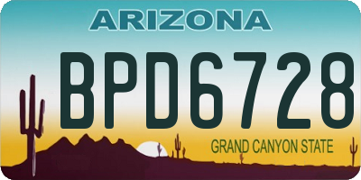 AZ license plate BPD6728