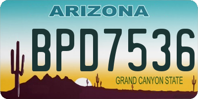 AZ license plate BPD7536