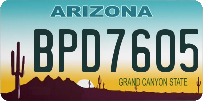 AZ license plate BPD7605